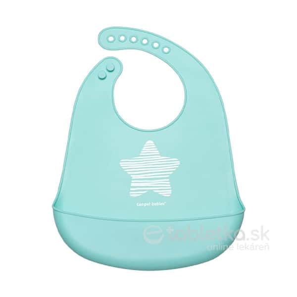 E-shop Canpol Babies silikónový podbradník s vreckom Pastel modrý