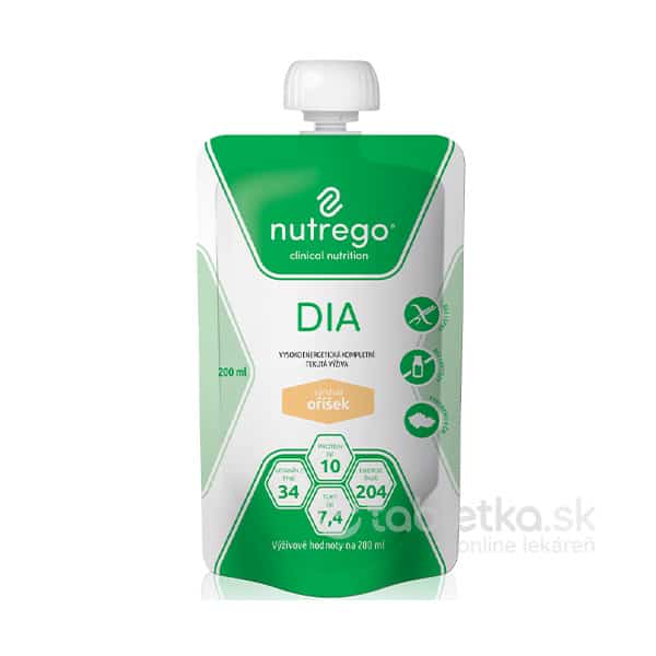 Nutrego DIA s príchuťou oriešok tekutá výživa 12x200ml