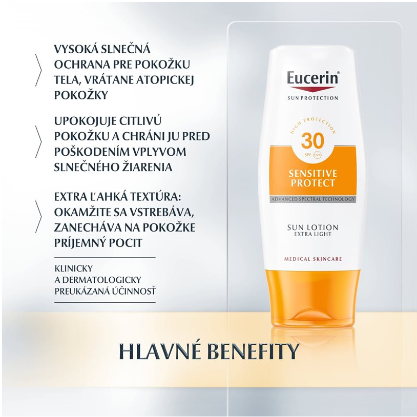 Eucerin Sun Sensitive Protect SPF 30 extra ľahké mlieko benefity 