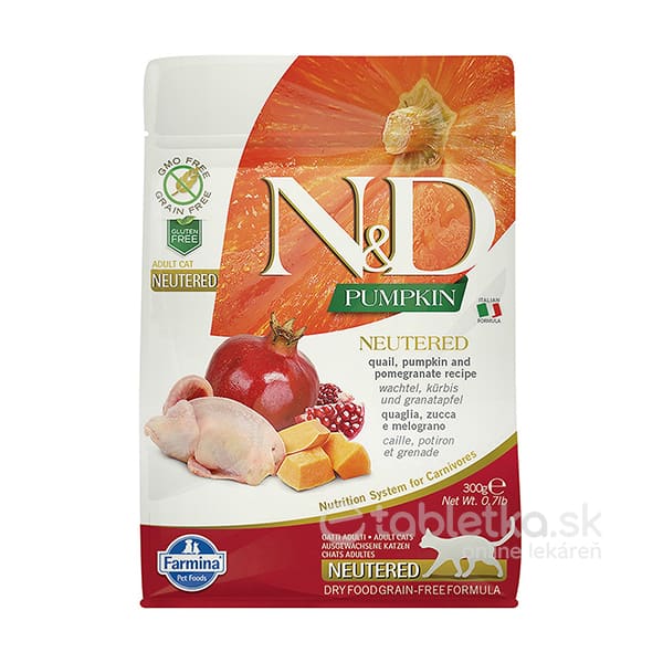 Farmina N&D cat PUMPKIN (GF) adult, neutered, quail & pomegranate 0,3kg