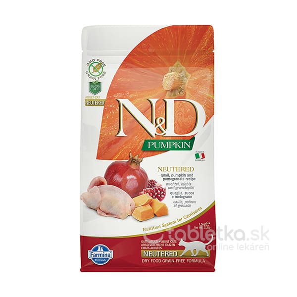 Farmina N&D cat PUMPKIN (GF) adult, neutered, quail & pomegranate 1,5kg