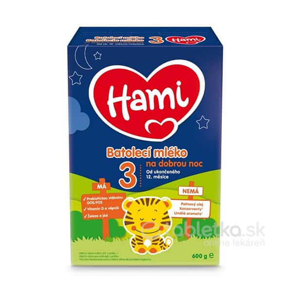 E-shop Hami 3 batoľacie mlieko Na dobrú noc 12+, 600g
