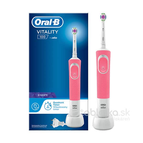 Oral-B elektrická zubná kefka Vitality 100 Pink 3D White, ružová