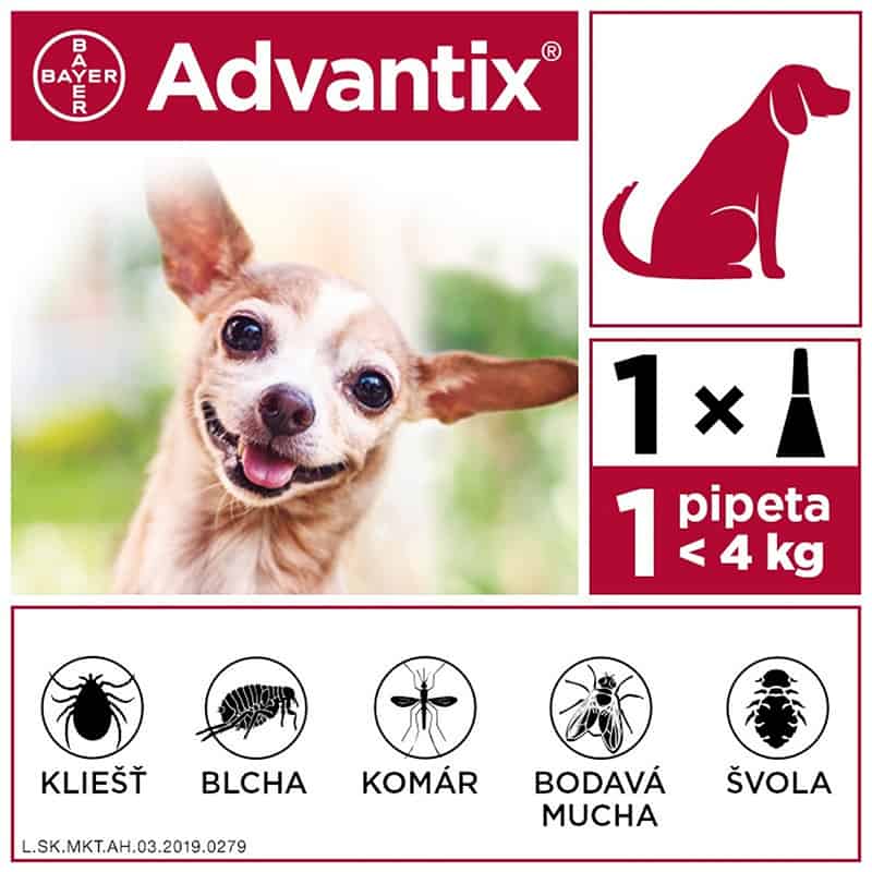 Pipeta ADVANTIX Spot-on pre psy do 4kg 1x0,4ml