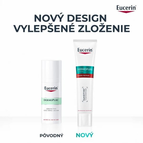 Eucerin DermoPure CLINICAL Obnovujúci krém v novom dizajne - predtým a potom