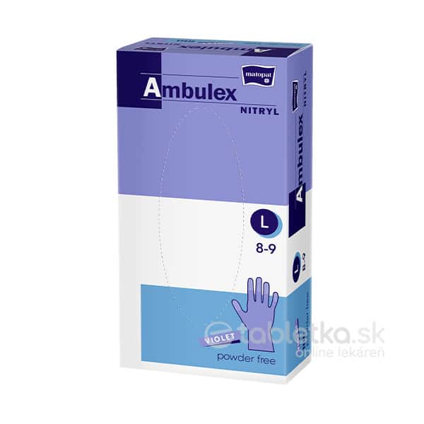 Ambulex NITRYL vyšetrovacie a ochranné rukavice fialové, nesterilné, nepudrované, velkosť L 100ks