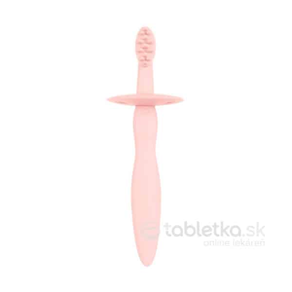 Canpol Babies silikónová zubná kefka s hryzačkou Pink