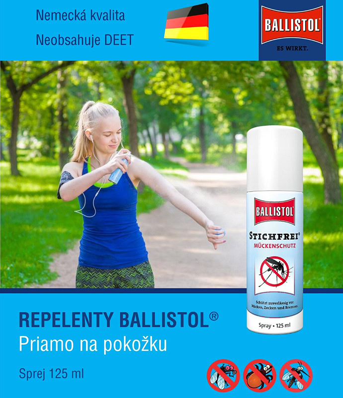 Nemecký repelent BALLISTOL chráni pred komármi, kliešťami, ovadmi a iným bodavým hmyzom