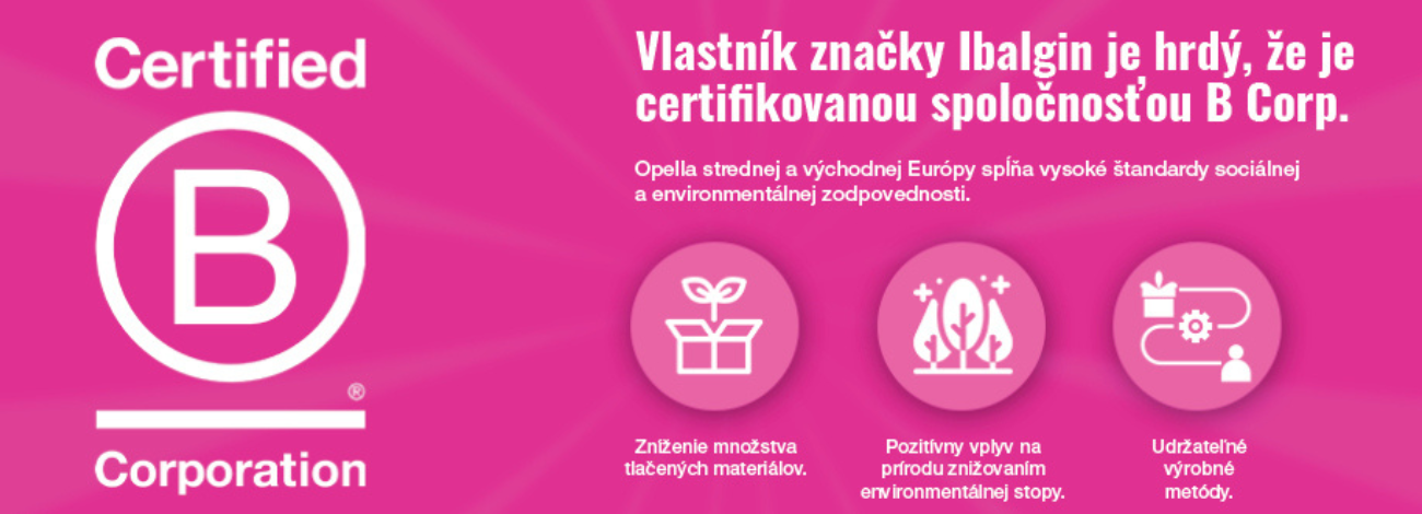 Produkty značky Ibalgin - výrobca hrdo certifikovaný spoločnosťou B CORP