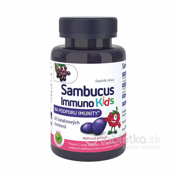 Sambucus Immuno Kids želatínové cukríky s malinovou príchuťou 60ks