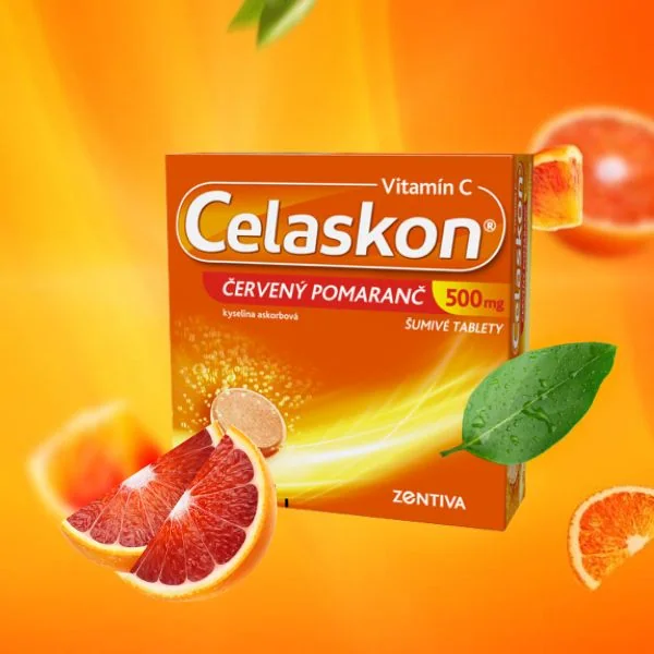 Šumivý Celaskon 500mg ČERVENÝ POMARANČ - 30 šumivých tabliet