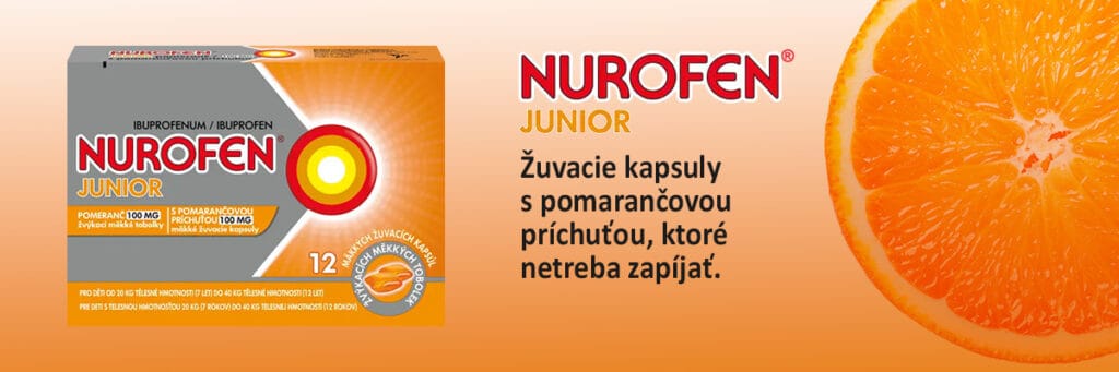 Nurofen Junior žuvacie kapsuly s pomarančovou príchuťou