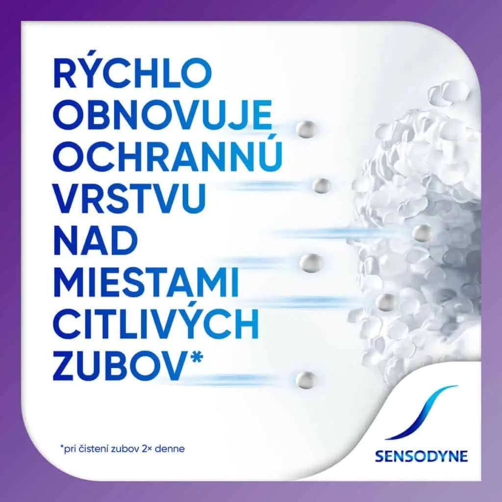 Sensodyne Rapid vytvara ochrannu vrstvu nad miestami citlivych zubov