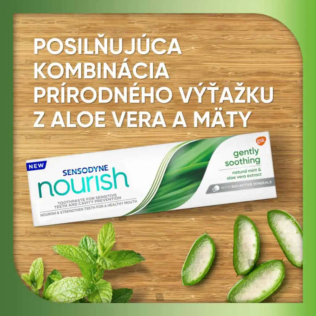 Sensodyne Nourish Gently Soothing s prirodnymi vytazkami z aloe vera a maty