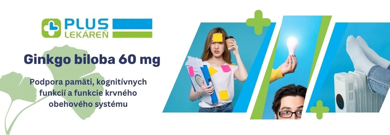 PLUS LEKÁREŇ Ginkgo biloba 60 mg pre kognitívne funkcie, vrátane pamäte a pozornosti