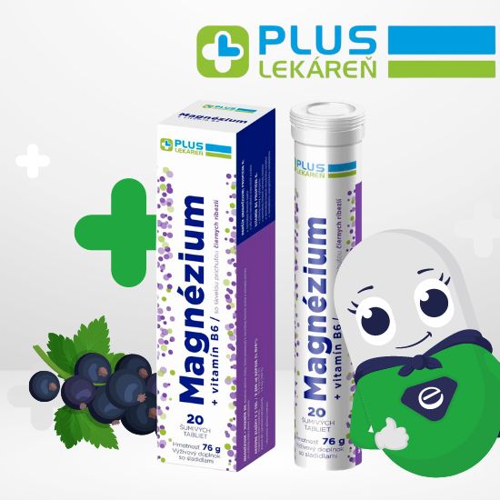 PLUS LEKÁREŇ Magnézium + vitamín B6 s príchuťou čiernej ríbezle