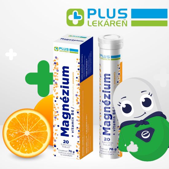 PLUS LEKÁREŇ Magnézium + vitamín B6 s príchuťou pomaranča