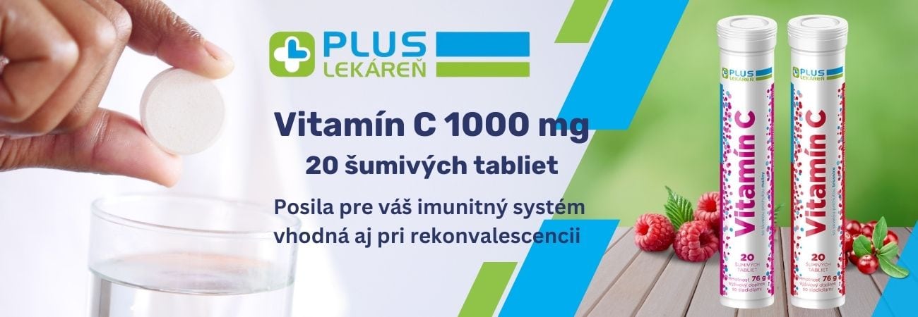 PLUS LEKÁREŇ Vitamín C 1000 mg 20 šumivých tabliet - príchuť maliny a brusnice