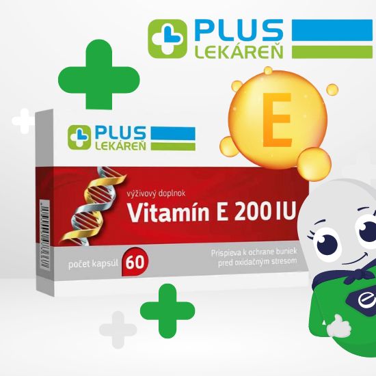 PLUS LEKÁREŇ Vitamín E 200 IU vo forme DL-alfa-tokoferyl-acetátu