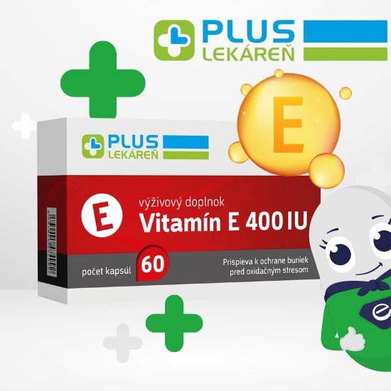 PLUS LEKÁREŇ Vitamín E 400 IU 60 cps vo forme DL-alfa-tokoferyl-acetátu