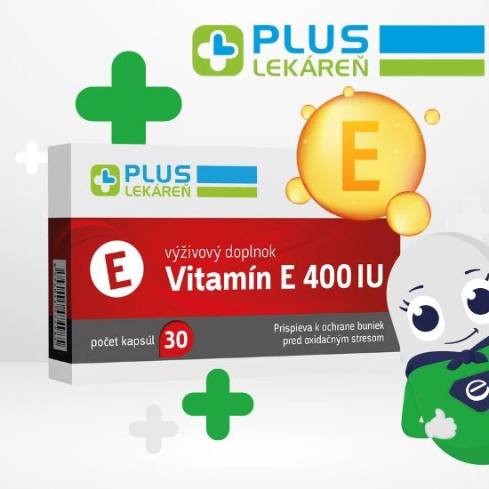 PLUS LEKÁREŇ Vitamín E 400 IU vo forme DL-alfa-tokoferyl-acetátu