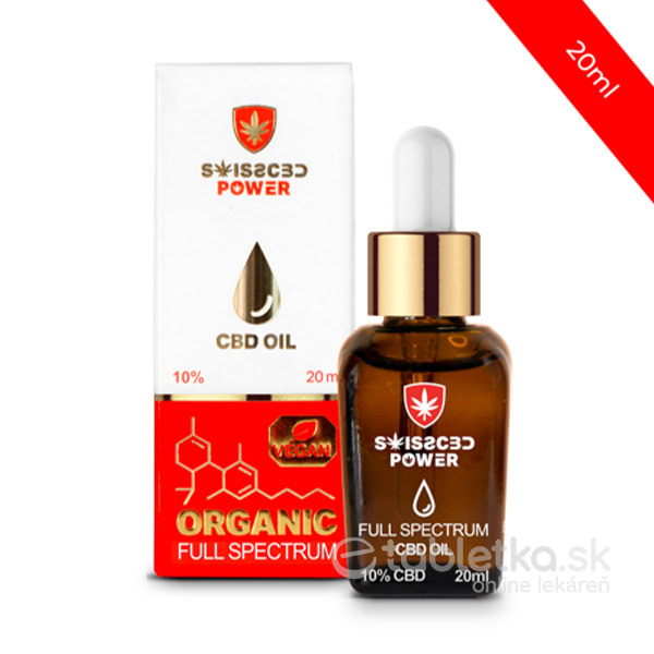 SwissCBD_Power_CBD_olej_Full_Spectrum_20% kvapky_20ml_1 SwissCBD Power CBD olej, kvapky, 10 %, 20 ml, Full Spectrum. Balenie s označením bio, vegan a prírodné.