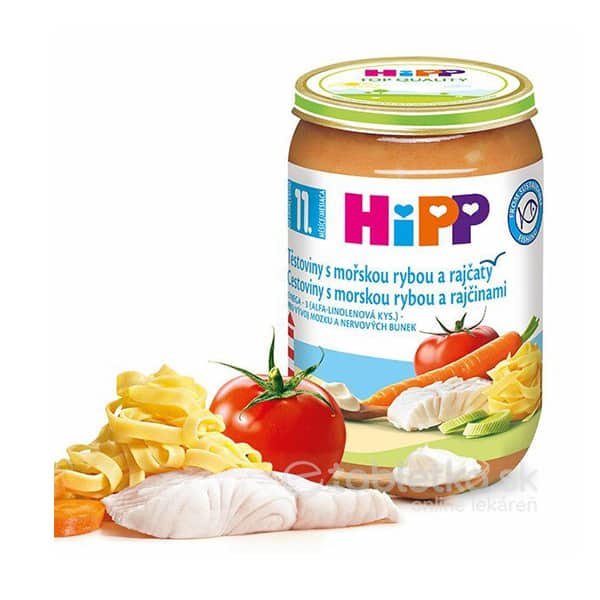 E-shop HiPP Príkrm Jemné cestoviny, morská ryba a rajčiny 11+, 220g