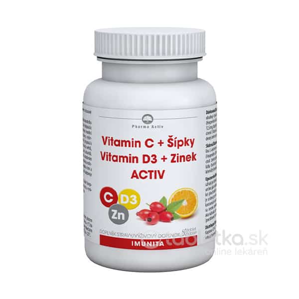 E-shop Pharma Activ Vitamín C+Šípky Vitamín D3+Zinok ACTIV 60tbl