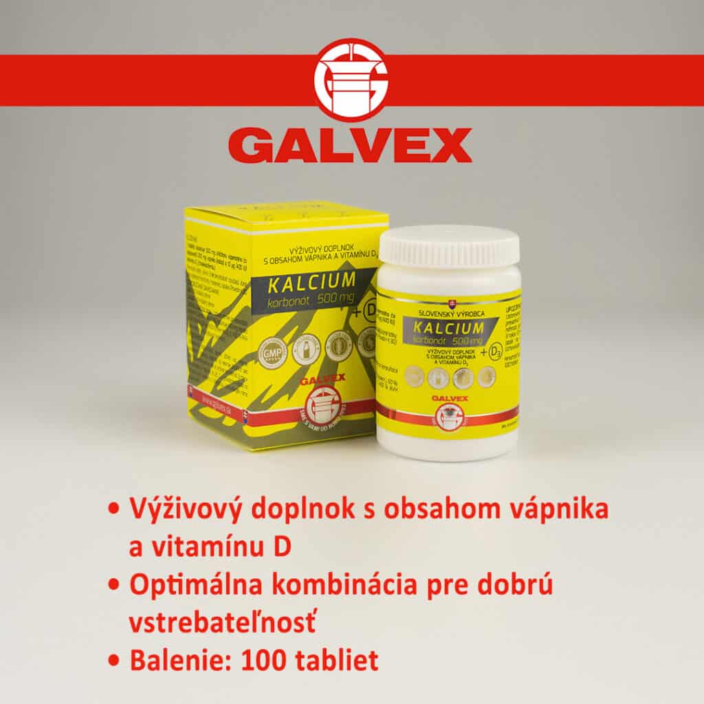 Galvex Kalcium karbonát 500mg + D3