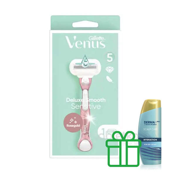 Gillette Venus Deluxe Smooth Sensitive RoseGold holiaci strojček + 1 náhradná hlavica