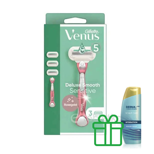 Gillette Venus Deluxe Smooth Sensitive RoseGold holiaci strojček + 3 náhradné hlavice