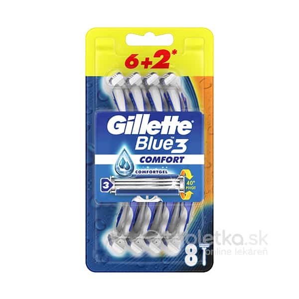 E-shop Gillette Blue3 Comfort jednorazový holiaci strojček 6+2ks