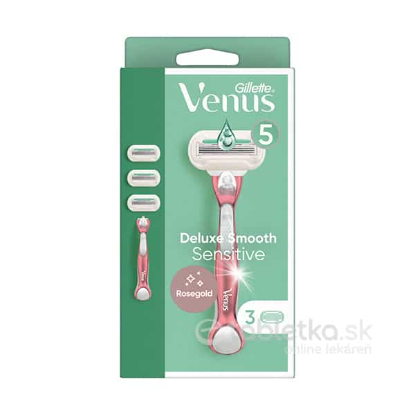 Gillette Venus Deluxe Smooth Sensitive RoseGold holiaci strojček + 3 náhradné hlavice