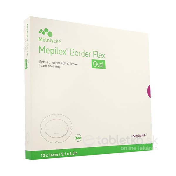 Mepilex Border Flex Oval tvarované krytie s mäkkým silikónom 13x16cm 5ks