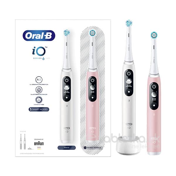 Oral-B elektrické zubné kefky iO Series 6 Duo White&Pink Sand