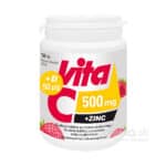 Vitabalans Vita C 500mg + Zinok + D 50µg jahodova príchuť 150tbl