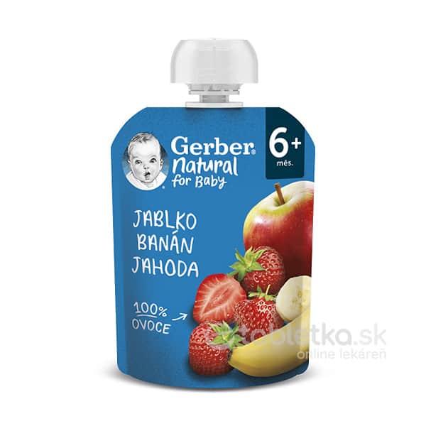 Gerber Natural Kapsička Jablko, banán a jahoda 6m+, 90g
