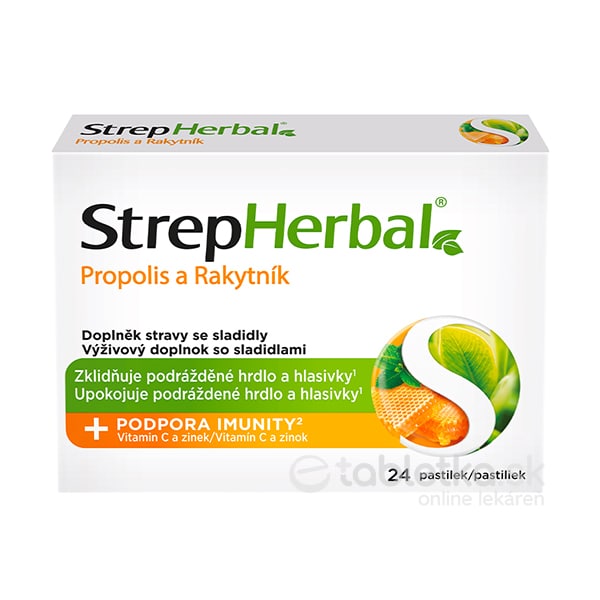 E-shop StrepHerbal Propolis a Rakytník pastilky s vitamínom C a zinkom 24ks
