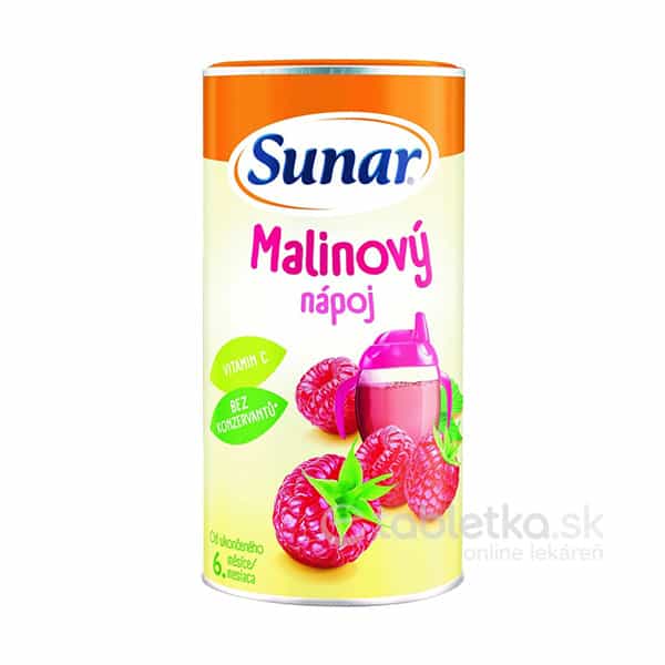 E-shop Sunar Rozpustný nápoj Malinový v prášku 6m+, 200g