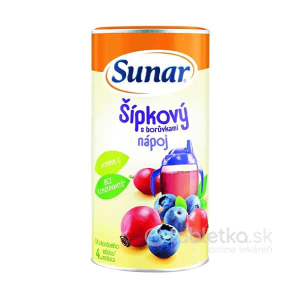 E-shop Sunar Rozpustný nápoj Šípkový s čučoriedkami v prášku 4m+, 200g