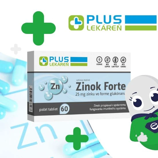 Doplnok PLUS LEKÁREŇ Zinok Forte 60 tabliet so zinkom vo forme glukónanu