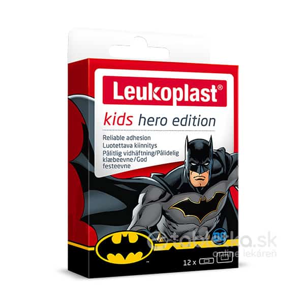 Leukoplast Kids Hero náplasť na rany Batman, 2 veľkosti 12ks