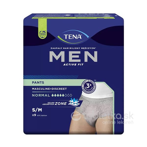TENA Men Pants Normal Grey S/M pánske inkontinenčné spodné prádlo 9ks