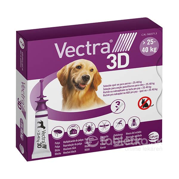 E-shop Vectra 3D spot-on psy L (25–40kg) roztok na kožu 3x4,7ml