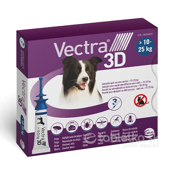 E-shop Vectra 3D spot-on psy M (10–25kg) roztok na kožu 3x3,6ml