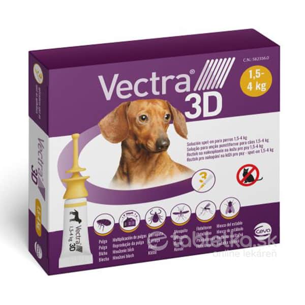 Vectra 3D spot-on psy XS (1,5–4kg) roztok na kožu 3x0,8ml