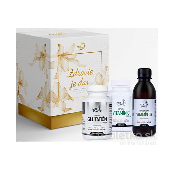 E-shop ADELLE DAVIS Balíček Imunita Vitamín C 60cps + lipozomálny Vitamín D3 200ml + Glutatión 30cps