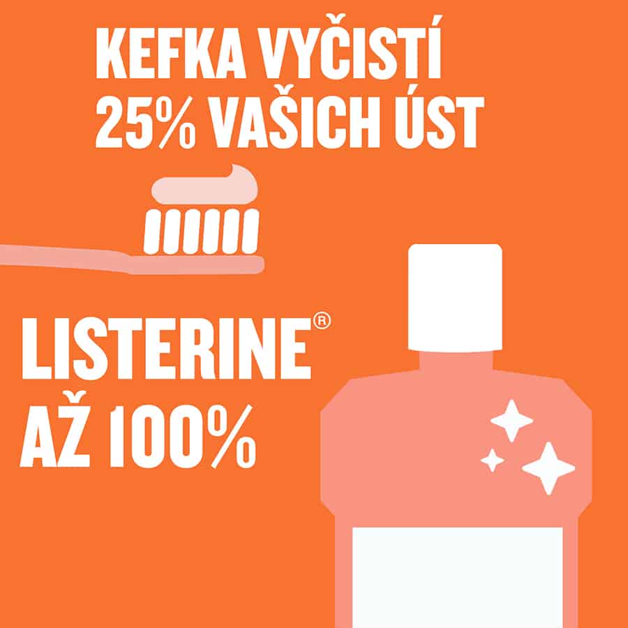 Listerine čistí až 100% úst
