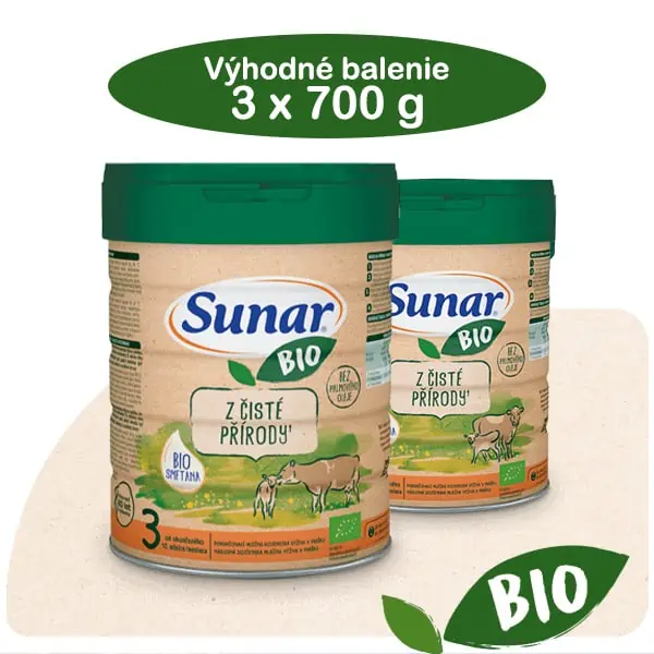 Sunar BIO 3 - najlepšie náhradné mlieko pre batoľatá 3 x 700 g