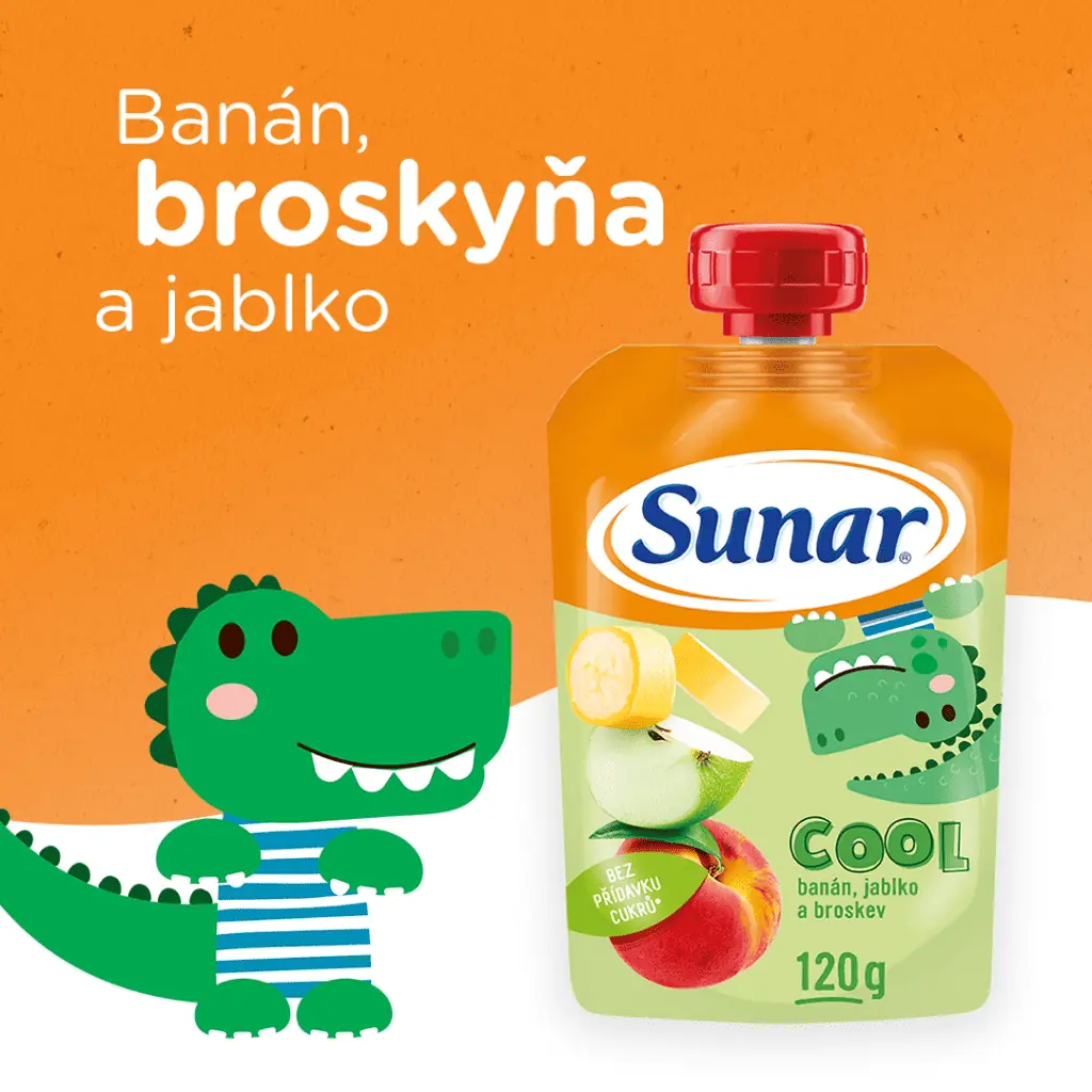 Sunar Cool kapsička broskyňa, banán, jablko od 12. mesiaca